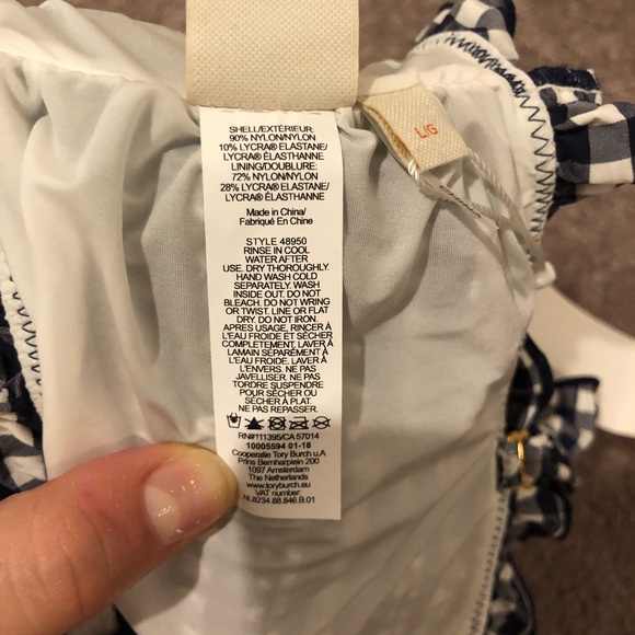 Tory Burch Navy Blue Gingham Bikini (Top) - Picture 7 of 7